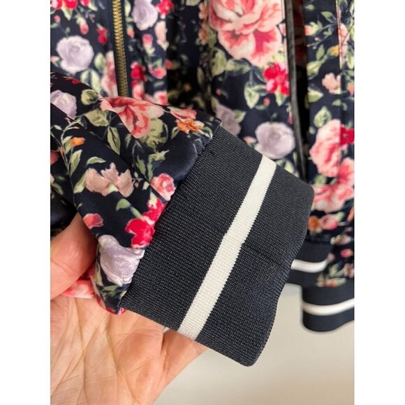 Beau Hudson Floral Bomber Jacket XL Pink Preppy Retro Striped Feminine Classic - Picture 7 of 11